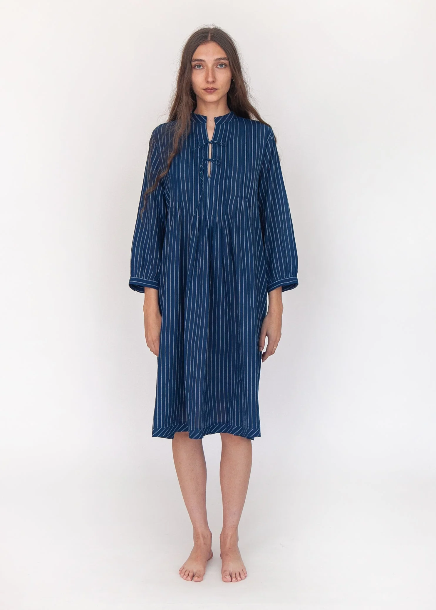 Aditi Double Stripe Dress - Natural Indigo
