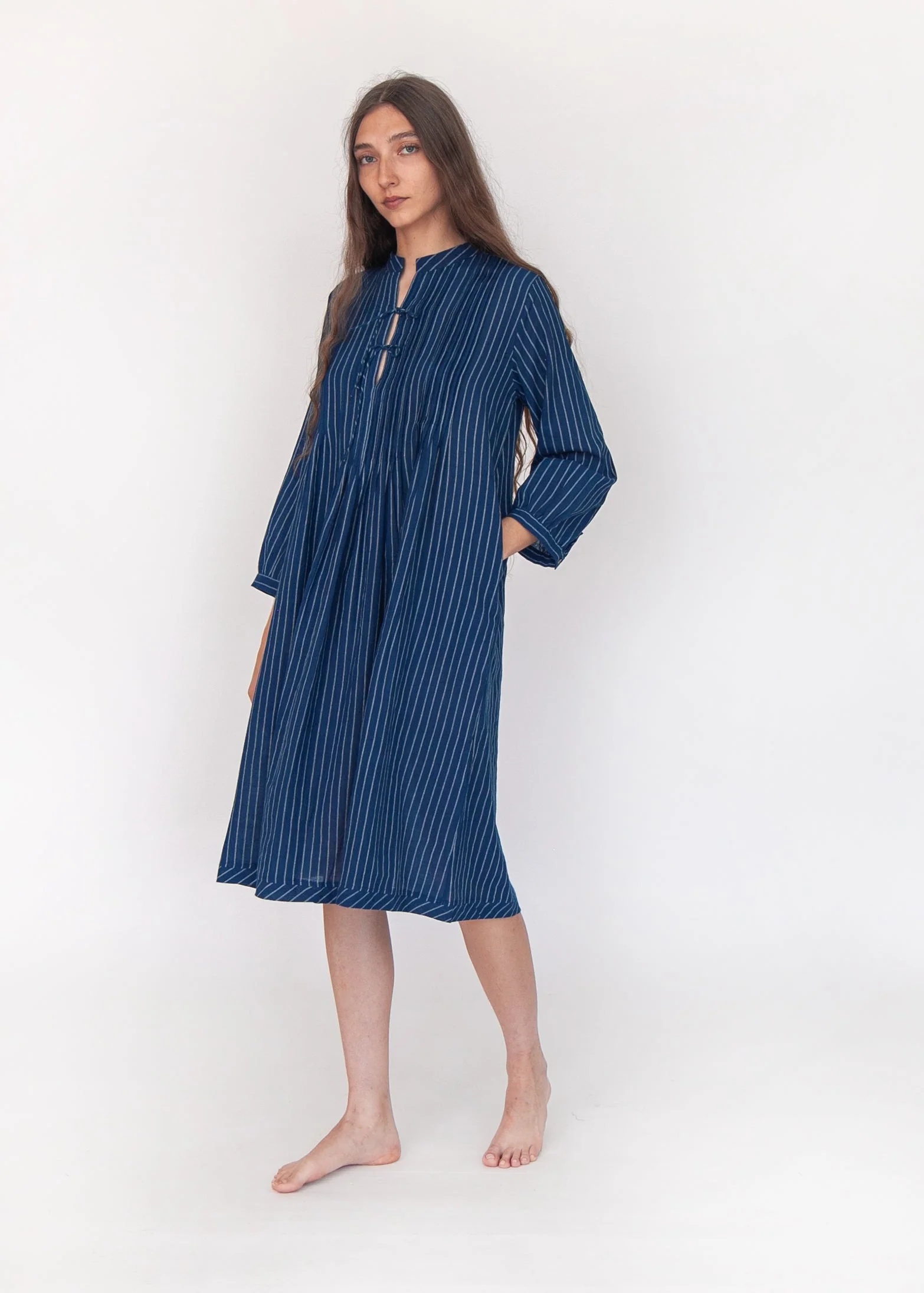 Aditi Double Stripe Dress - Natural Indigo - Image 2