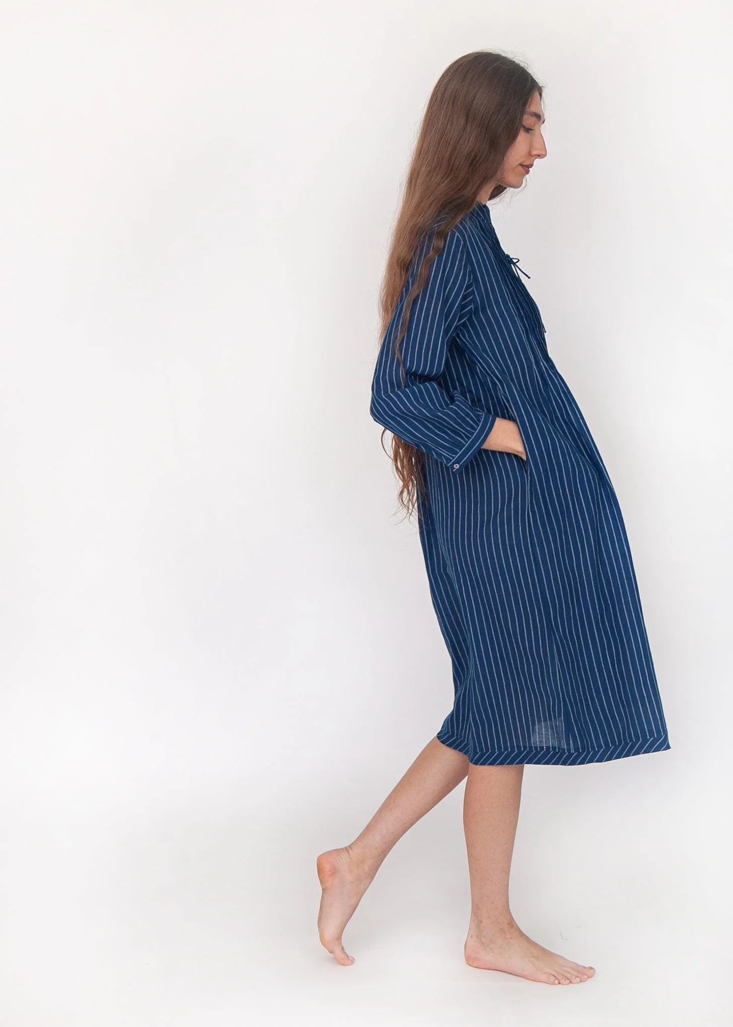 Aditi Double Stripe Dress - Natural Indigo - Image 5