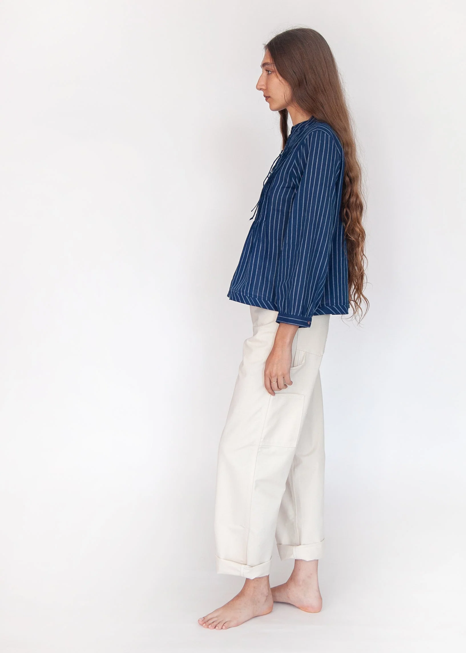 Alma Double Stripe Top - Natural Indigo - Image 3