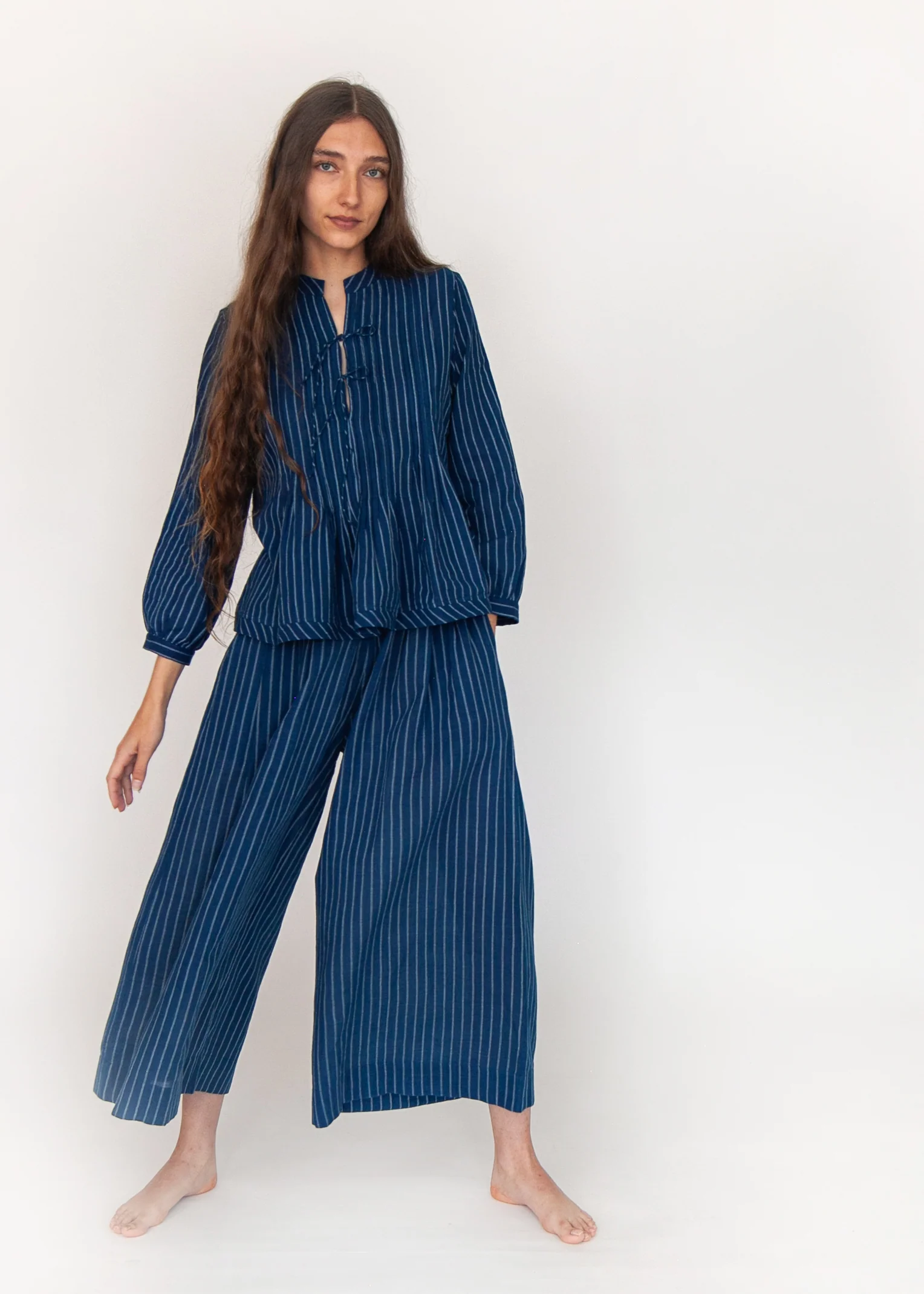 Alma Double Stripe Top - Natural Indigo - Image 5