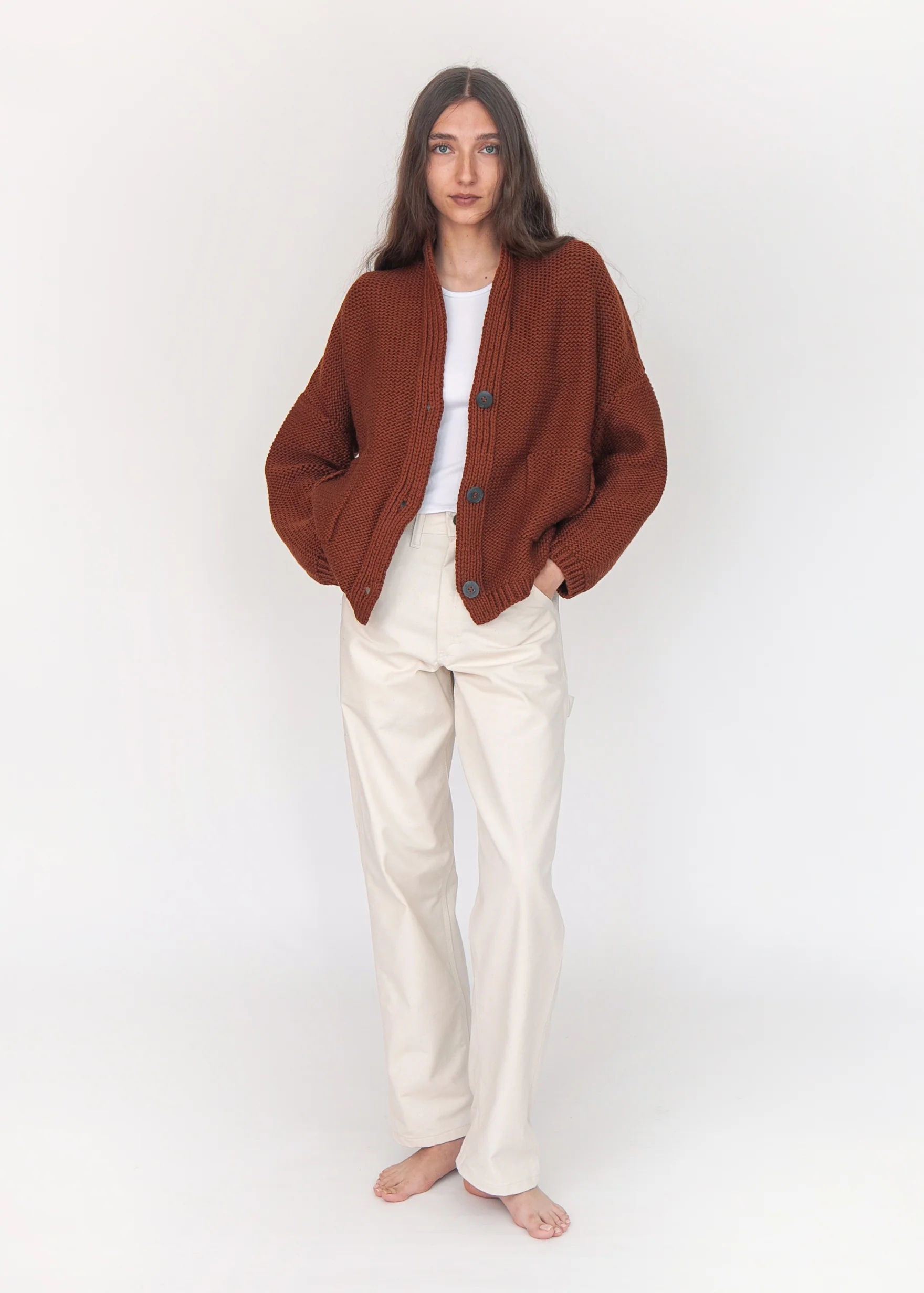 Andean Wool Bomber Cardi, Castaña