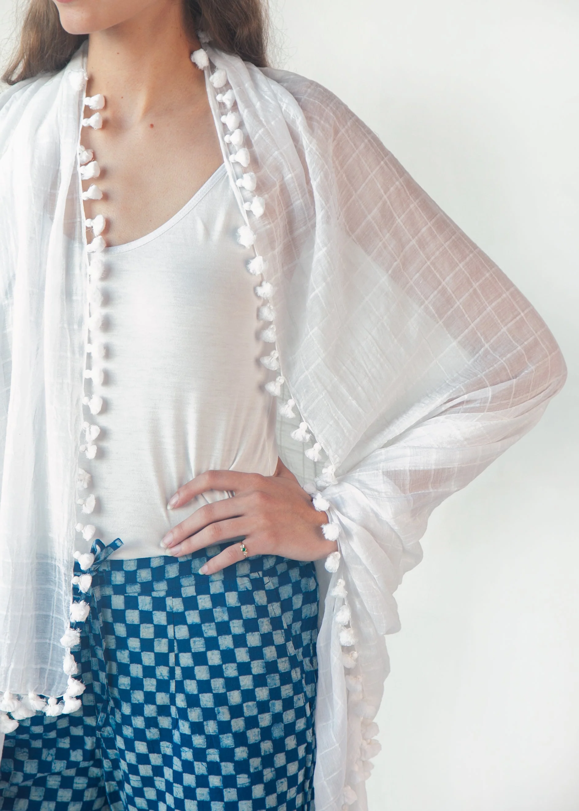 Dupatta Maira Woven Checks - White - Image 2