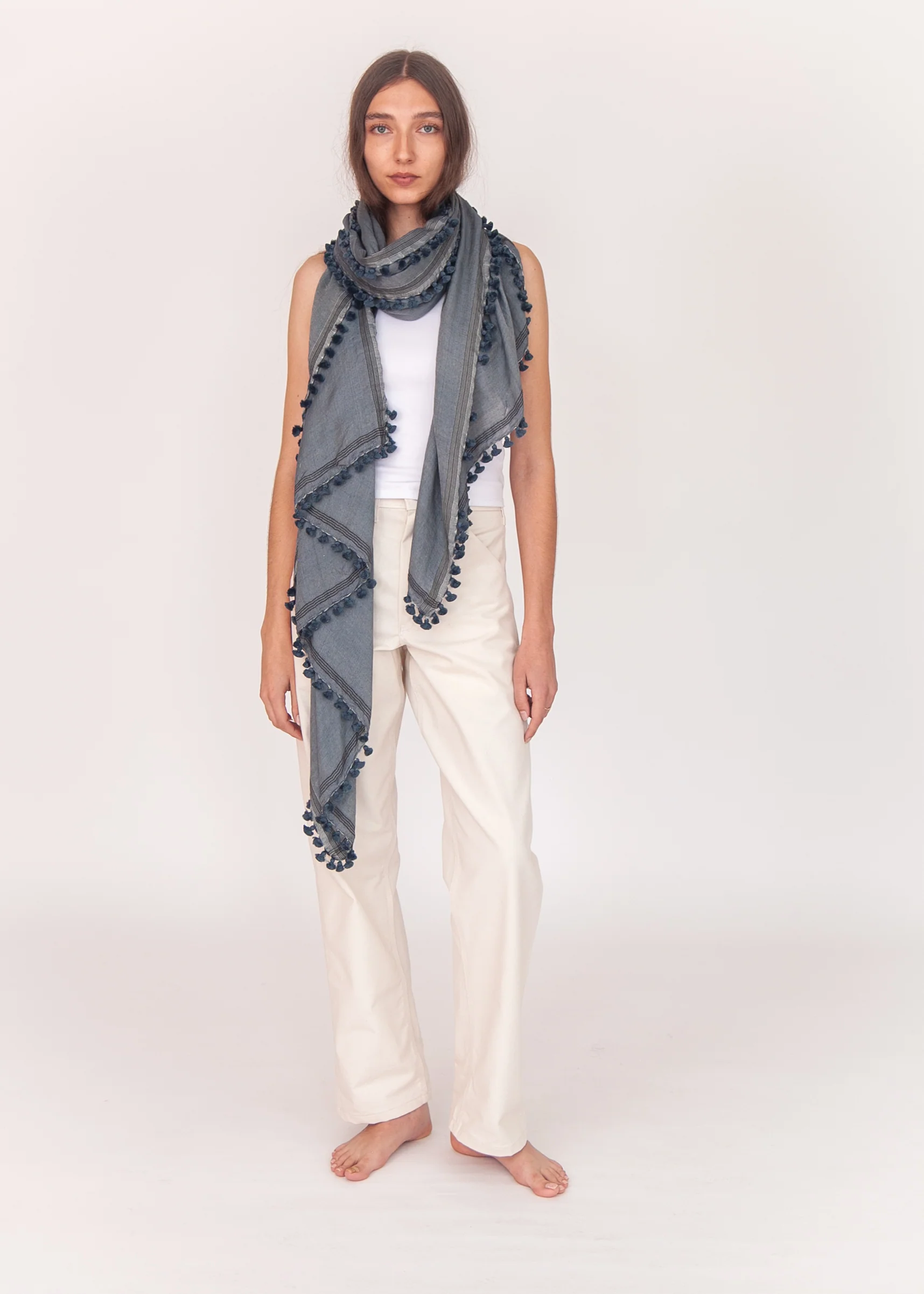 Dupatta Saaf Shiny Pin Stripes - North Sea
