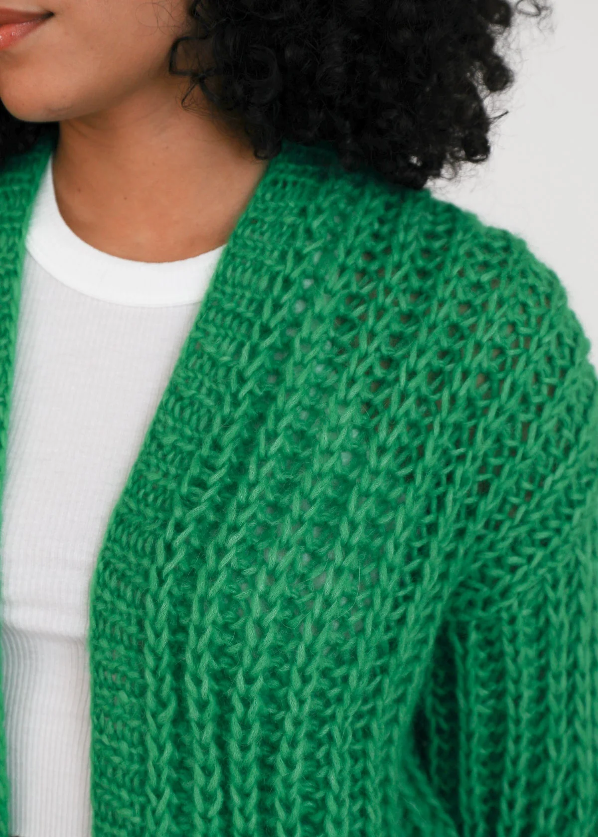 Hilma Hand Knit Alpaca Cardigan, Esmeralda - Image 3