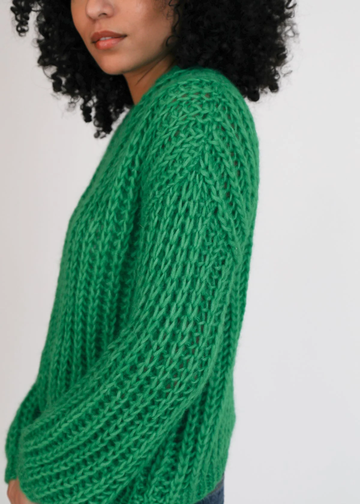 Hilma Hand Knit Alpaca Cardigan, Esmeralda - Image 4