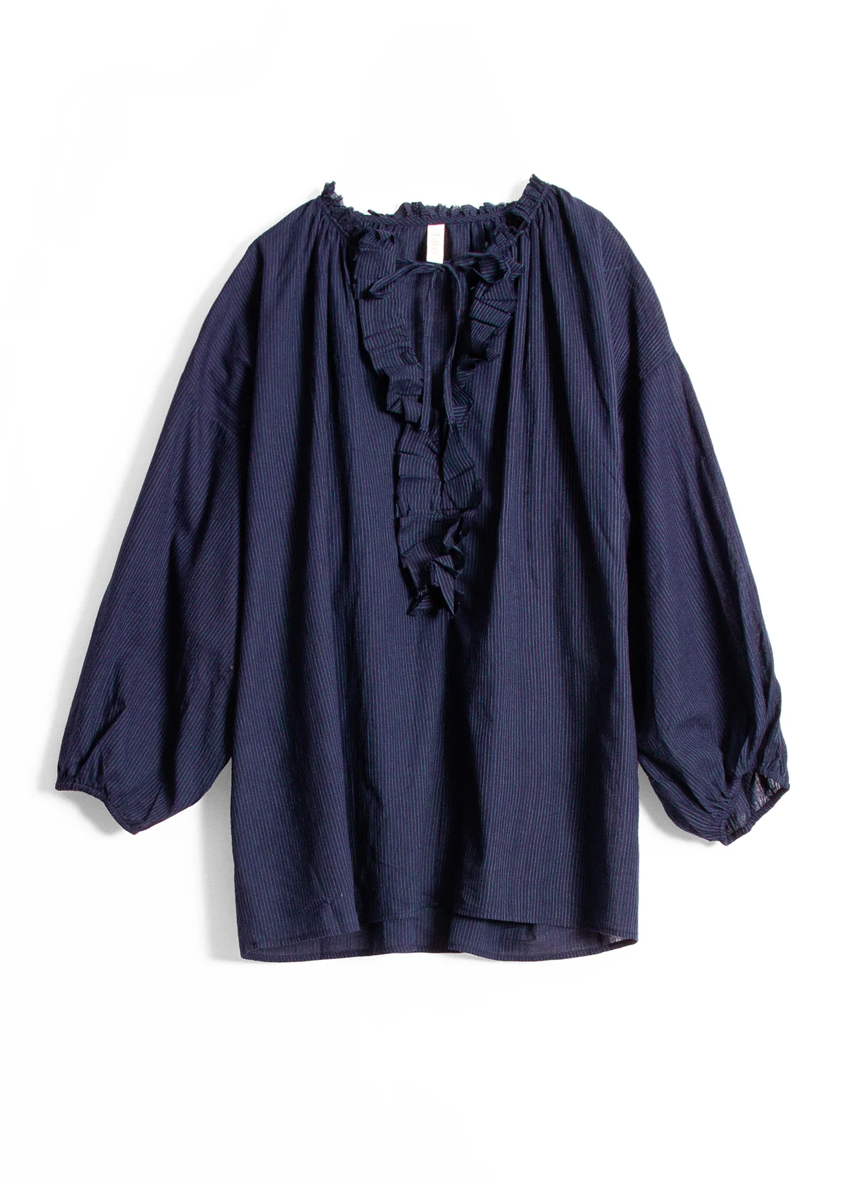 Ruffle Shirt - Navy Pinstripe by Two - Image 5