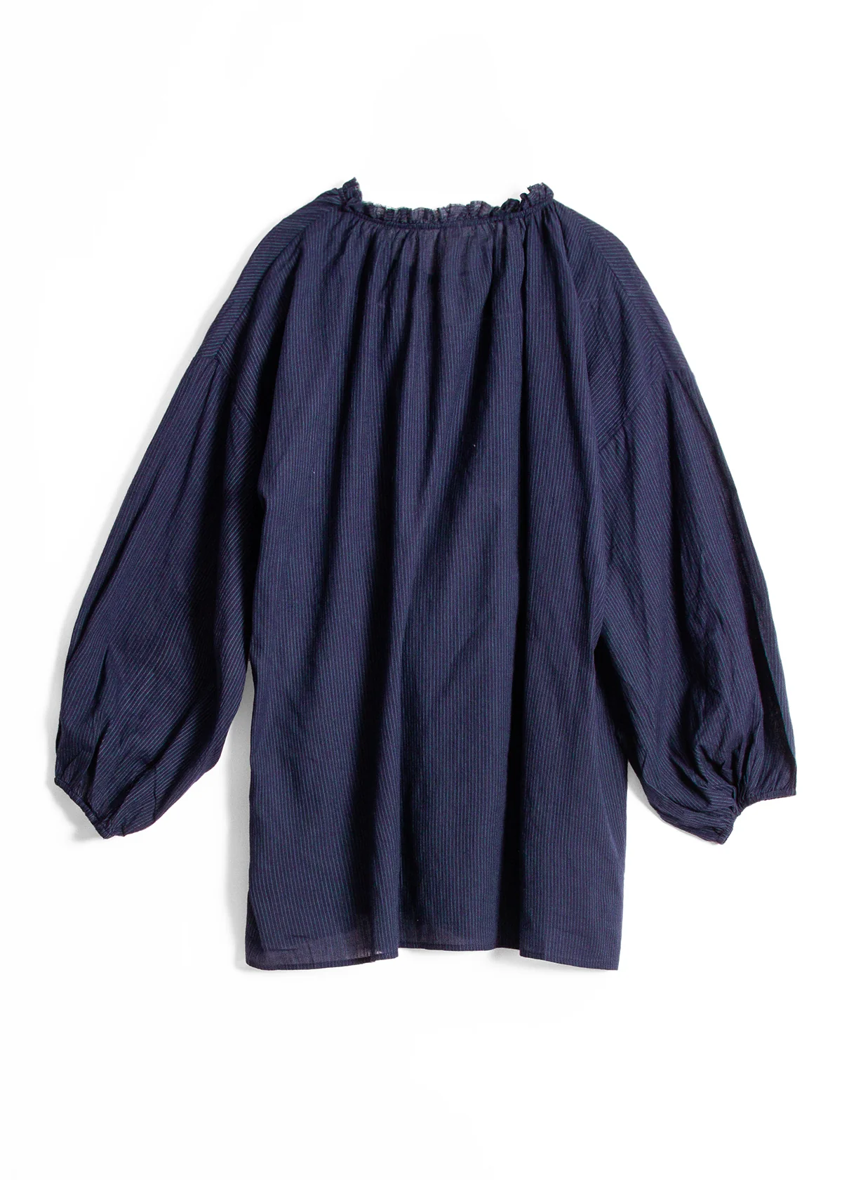 Ruffle Shirt - Navy Pinstripe by Two - Image 6