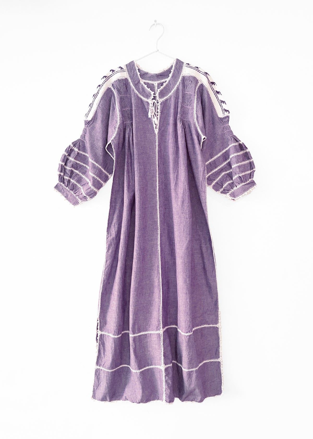 Sirena Chambray Dress Long Sleeves - Purple