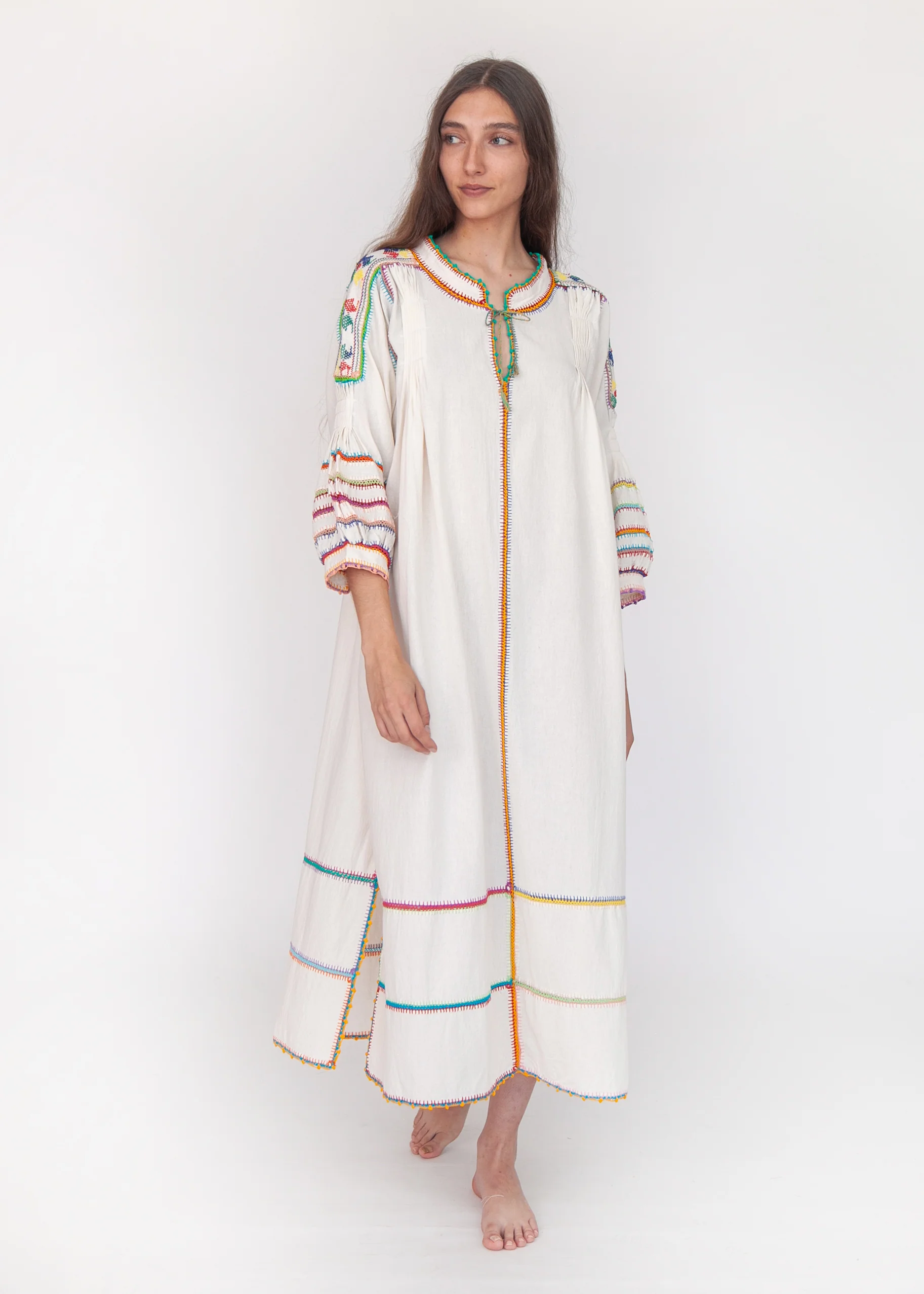 Sirena Dress Long Sleeves - Multicolor on Natural
