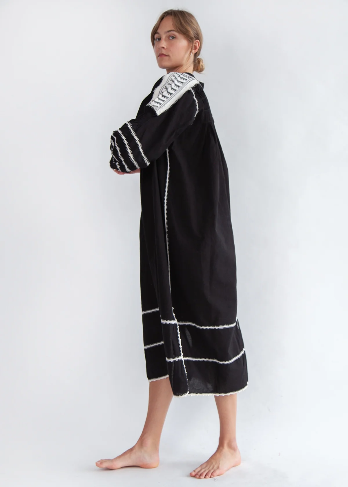 Sirena Dress Long Sleeves - Natural on Black - Image 2