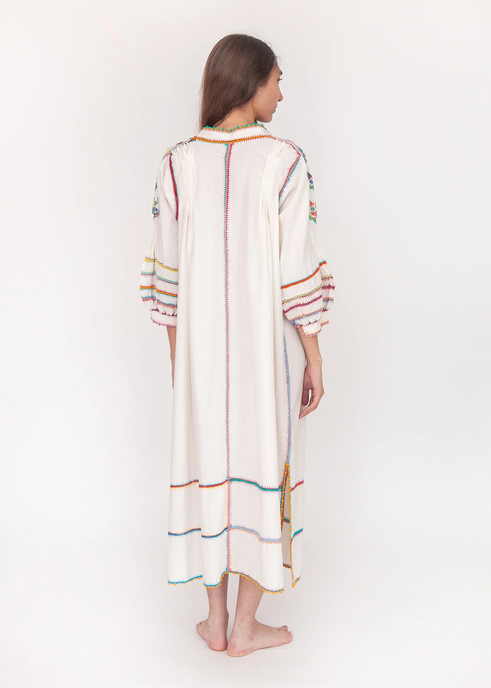 Sirena Dress Short Sleeves -Multicolor on Natural - Image 5