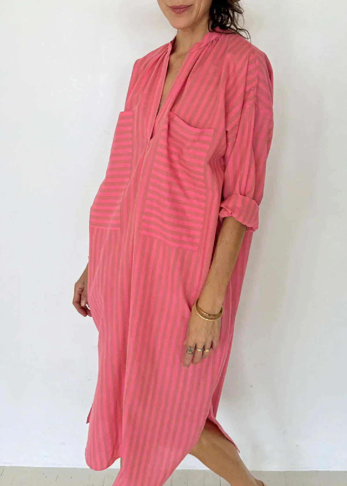 Pocket Caftan - Pink Stripe by Two