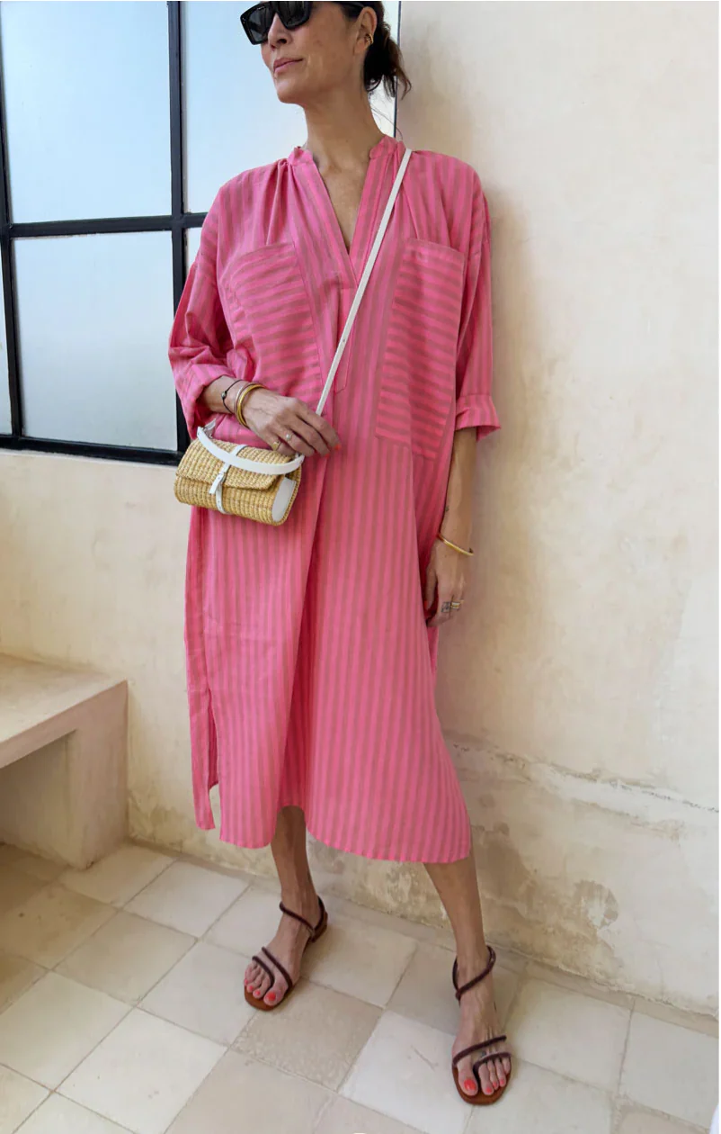 Pocket Caftan - Pink Stripe by Two - Image 2