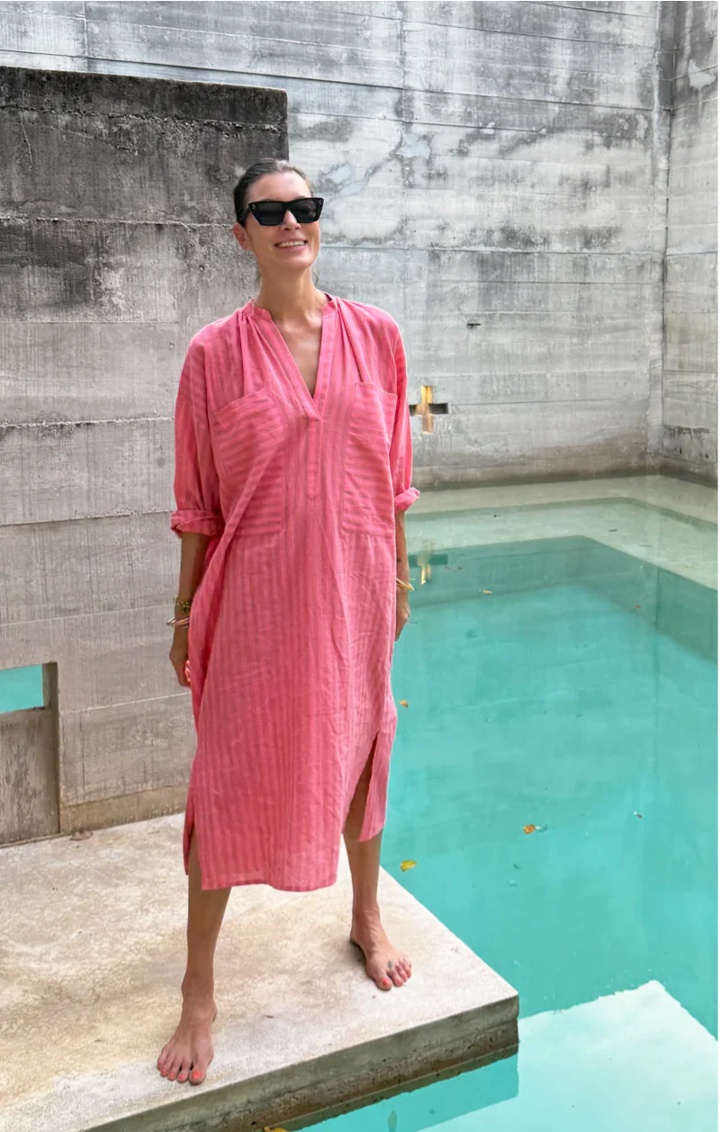 Pocket Caftan - Pink Stripe by Two - Image 3